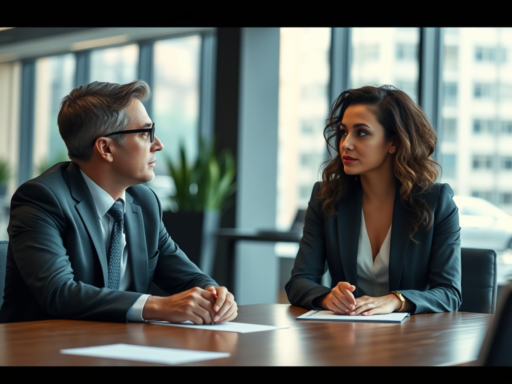 2 people having a 1-to-1 meeting